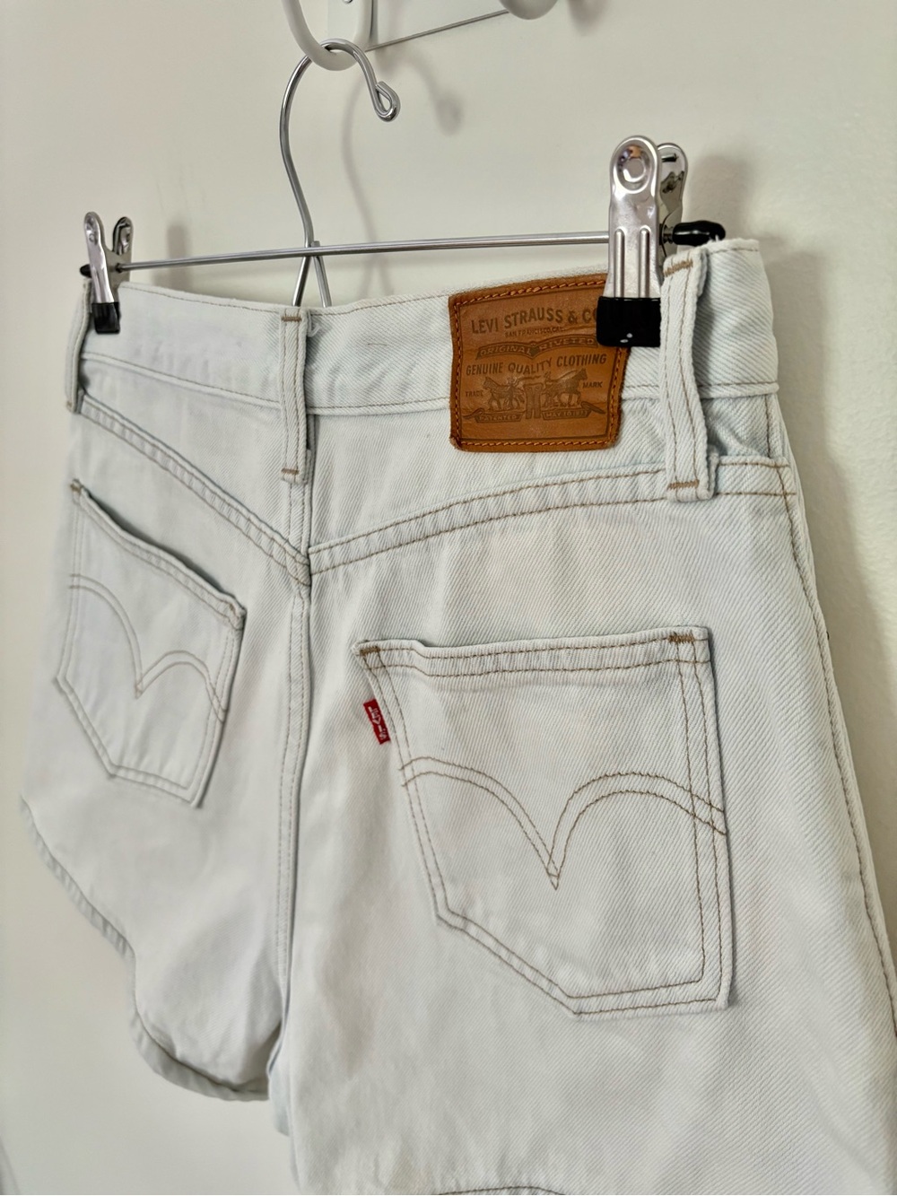 Levi's High Waisted Medium Weight Light Wash Denim Shorts
